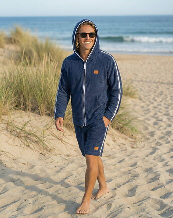 Bluza frotte z kapturem - Navy Blue, Red Lemon