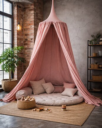 Baldachim bawełniany do pokoju dziecka - pudrowy róż, nisza