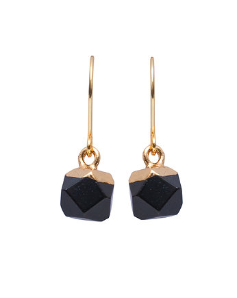 Delikatne kolczyki pozłacane z Black Stone., mdesign