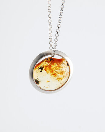 Naszyjnik srebrny Split z cytrynowym bursztynem, Monopolka