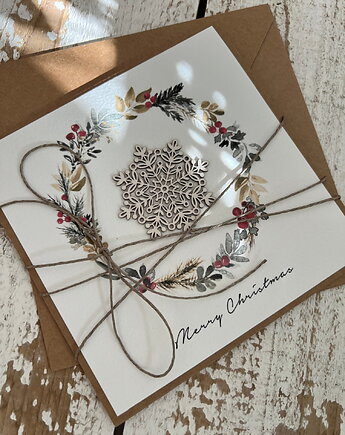 Stylowa ręcznie robiona kartka świąteczna Merry Christmas, sorte