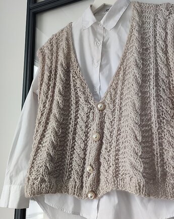 Sweter kamizelka z guzikami OLD MONEY, Po.dziergane