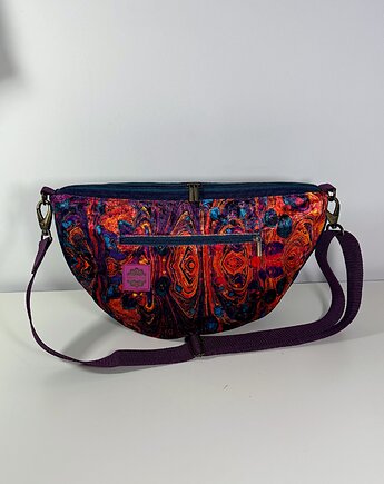 Torebka damska na ramię, mała kolorowa, welur, Rogalik, Misty Day