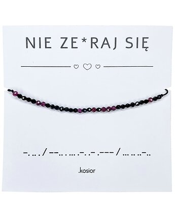 Bransoletka z alfabetem Morse Spinel, Granat, karolina kosior