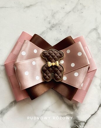 Jesienna Brosza  z  czekoladowym MISIEM Nowość, Pudrowy Różowy