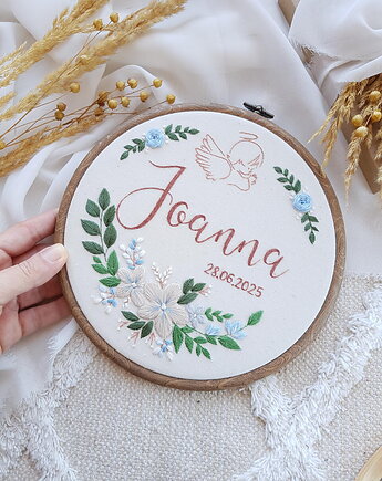 Haftowany tamborek PAMIĄTKA CHRZTU ŚWIĘTEGO prezent na chrzest, madlenkova