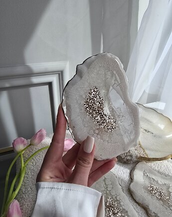 Kremowe kamienne podkładki krem, White Resin Design