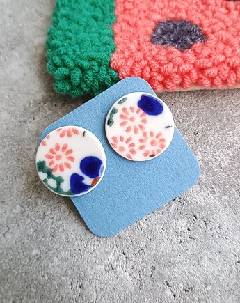 Kolczyki ceramiczne Bolesławiec, biżuteria z talerzy