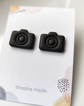 Kolczyki aparat fotograficzny czarne, Waszkamade