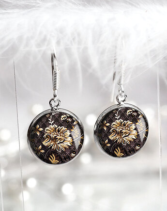 GOLDEN FLOWER unikatowe krótkie subtelne KOLCZYKI, Chodelska Art Studio