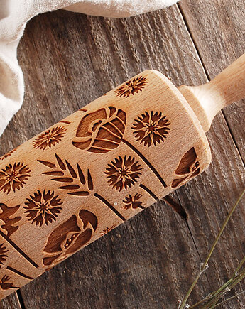 MEADOW FLOWERS - grawerowany wałek do ciasta  - kwiaty na łące, MOOD for WOOD