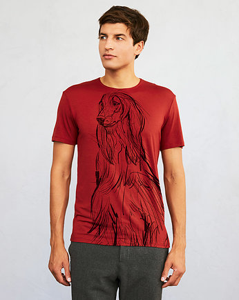 Afghan chart Dog Men's T-shirt marsala, SELVA