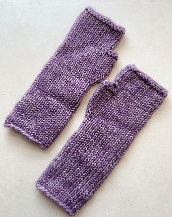 Mitenki bawełna z wełną fioletowe, Made by Jaga