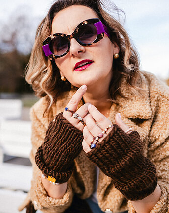 Wełniane mitenki z wełny peruwiańskiej WOOLY, sploteka