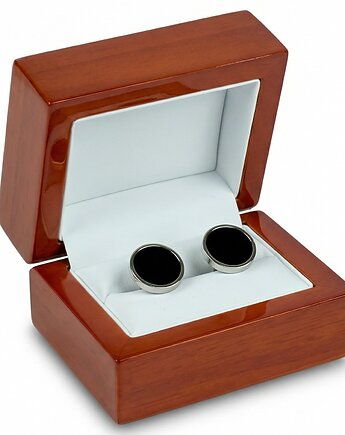 SPINKI DO MANKIETÓW czarne oczka smokingowe srebrne, AKADEMIA STYLU