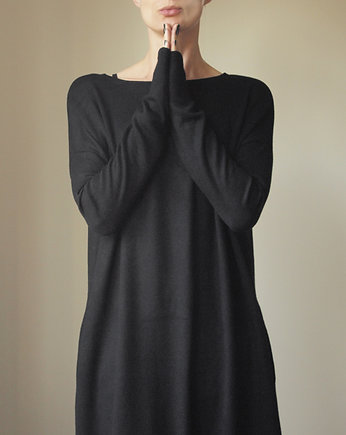 Długa sukienka swetrowa czarna, ONE MUG A DAY