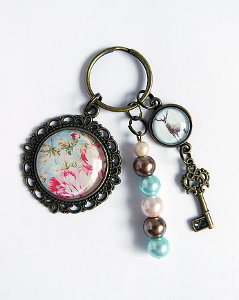 Breloczek - Róże vintage, jeleń, yenoo