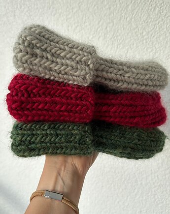 Gruba wełniana czapka oversize z wywinięciem - kolor do wyboru, Kocie Motki