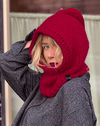 100% MERINO balaclava kapturek, PANAPUFA