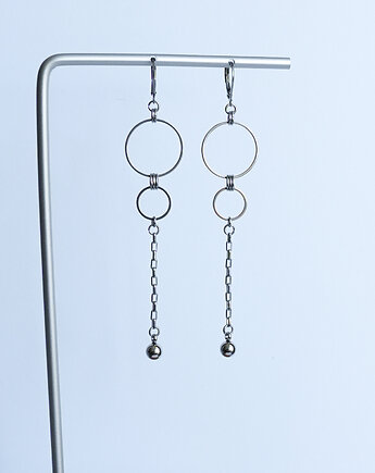 Długie kolczyki ze stali z kółkami i kuleczkami, AT NOON