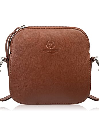 Mała torebka damska skórzana kopertówka na ramię do ręki koniakowa AY-24-CG, Paolo Peruzzi