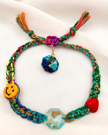 Bransoletka sznurkowa shamballa Swarovski serce, lulukalina