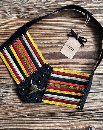 Naszyjnik Boho ze skóry naturalnej, Karolina Hady Surowiec