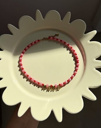 Naszyjnik MAMA czerwono różowe koraliki, Juicy Beads
