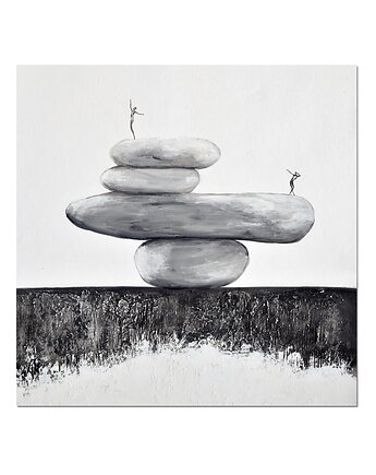 Balancing act I, obraz do salonu na płótnie, minimalistyczna abstrakcja zen, Galeriai