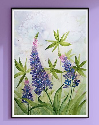 Oryginalna akwarela. Łubin 30x40cm, Malgorzata Domanska