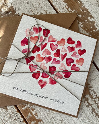 Wyjątkowa kartka ręcznie robiona na walentynki, wyjątkowy prezent walentynkow, sorte