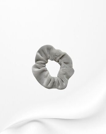 Scrunchie gumka frotka wąska welurowa szara jasna, Zdunetti