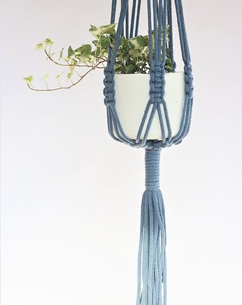 Kwietnik wiszący MAKRAMA na patyku, jeans, SBN Design