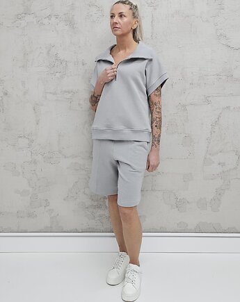 Amrita komplet bezrękawnik z zamkiem i spodenki Glacier Gray, Ablush