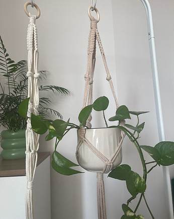 Wieszak na rośliny kwietnik makrama ze sznurka bawełnianego , Passatempo handmade