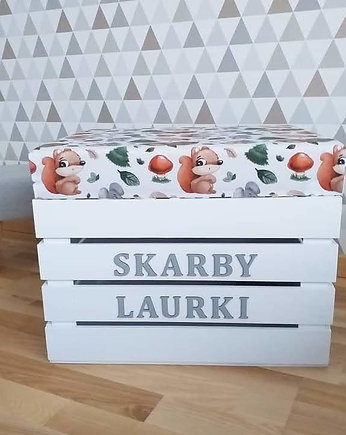 LEŚNE ZWIERZĄTKA drewniane pojemniki pudełka skrzynia, OKAZJE - Prezent na Baby shower
