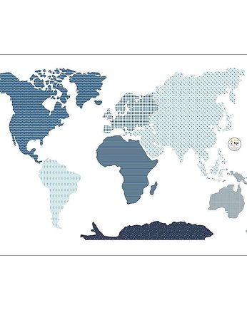 Naklejka World Map Blue 155x88cm, Yellow Tipi