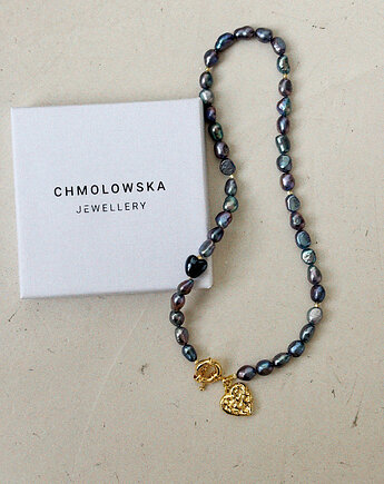 Naszyjnik unikat Granatowe Perły, Chmolowska Jewellery