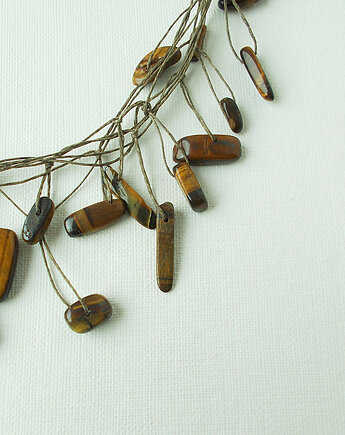 Tygrysie oko Sople Naszyjnik lniany, galeria nuit