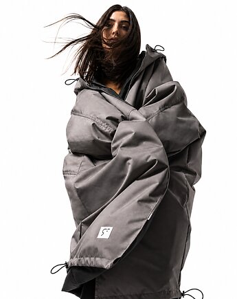 Płaszcz longline hoodie oversize stone, REST Factory