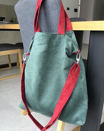 Torba na ramię XL - zieleń, bordo, PRACOWNIA 166