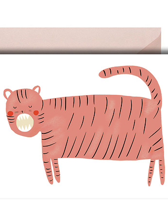 kartka okolicznościowa różowy tygrys + koperta, MUKI design