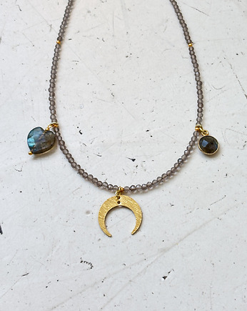 Naszyjnik Kwarc Dymny z zawieszkami labradoryt, Chmolowska Jewellery
