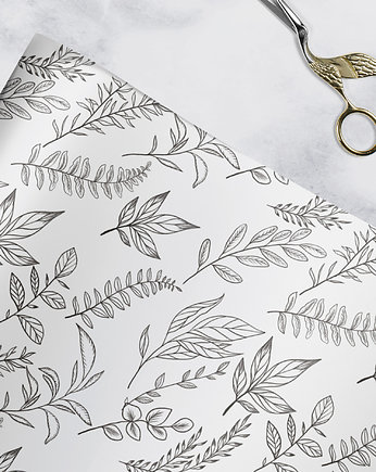 papier do pakowania - floral 023 white, Wrap and Pack