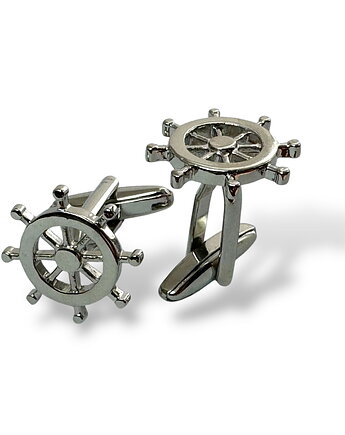 Spinki do mankietów - KOŁA STEROWE (srebrne), DROBINY CZASU