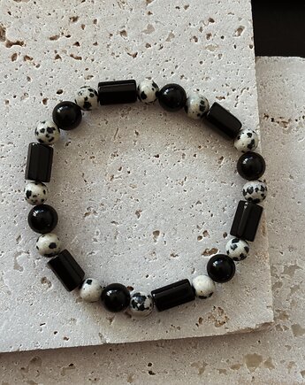 Bransoletka męska Jaspis Dalmatyński i Turmalin, Chmolowska Jewellery