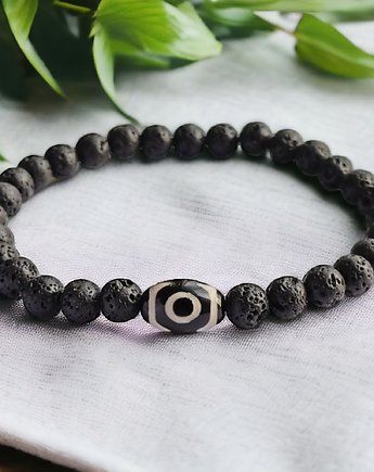 Męska bransoletka : TALIZMAN : agat tybetański, kaktusia