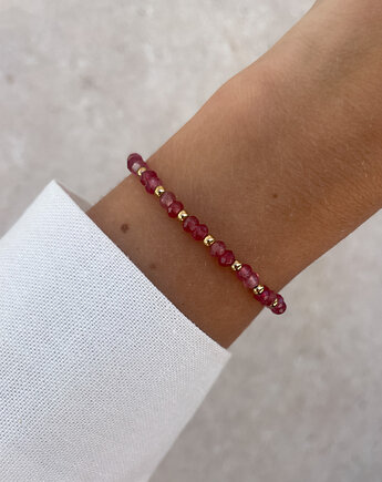 Bransoletka na gumce jadeit truskawkowy, Bring Biżuteria