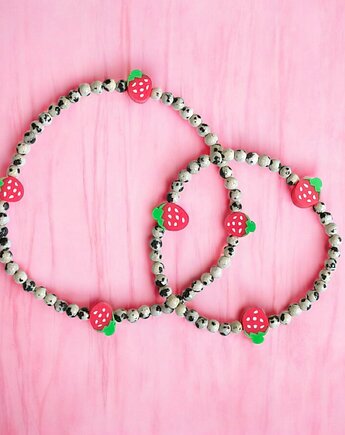 RAZEM TANIEJ! truskawkowe bransoletki : na rękę i na nogę : jaspis, kaktusia