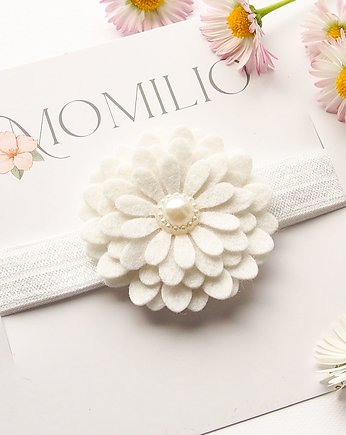 Opaska do włosów z kwiatkiem na chrzciny, Momilio